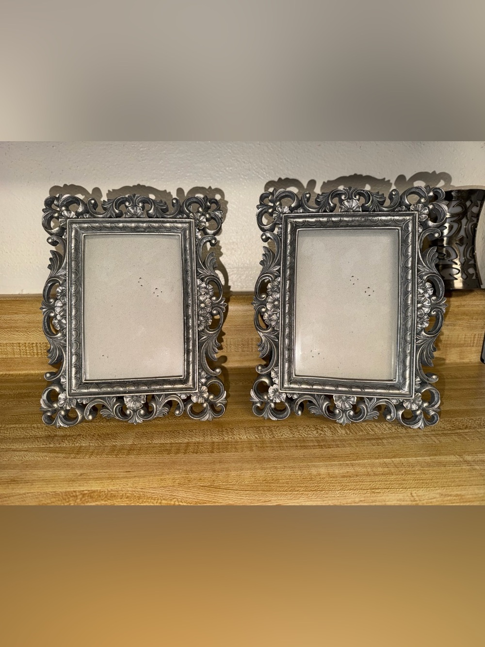 Vintage Sheffield Home Ornate Silver Scrollwork Picture Frames (Pair)